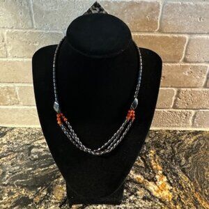 Hematite and Hessonite Garnet Necklace